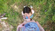 Thumbnail of Shy Teen Has First Time Outdoor Blowjob