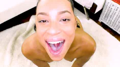 Thumbnail of AMETHYST BANKS Cute Ebony Black Girl White Dick POV Blowjob And Cum Swallow