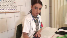 Thumbnail of Naughty Nurse Brill Xandra Rides Her Patient's Schlong On The Exam Table