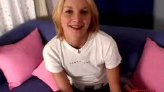 Thumbnail of Blonde Nwecomer Gets Her Shaved Pussy Fucked