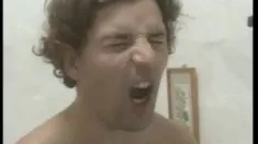 Thumbnail of Cecile Gives One Guy A Blowjob And Another A Handjob In A MMF Threeway