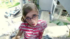 Thumbnail of Petite White Girl With Glasses Takes On Big Black Dick