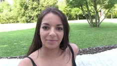 Thumbnail of Sexy Frenchie Fingers Herself Outside For Casting Call