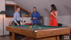 Thumbnail of Double Donged: Horny Babe Ass Fucked On The Pool Table!