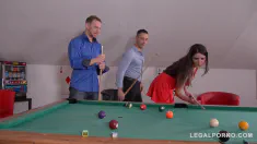 Thumbnail of Sexy Brunette Hottie Francesca Dicaprio Double Penetrated On The Pool Table