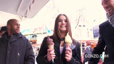 Thumbnail of Evelina Darling Picked Up In Amusement Park & Assfucked 3On1