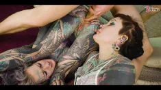 Thumbnail of 2 Heavy Tattoo Girls Get Ass Fucked By A Big Dick - ANAL, Gape, Prolapse, ATOGM, Split Tounge BJ - Anuskatzz, Illuz -
