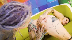 Thumbnail of Tattoo Lesbian Gets HARD Fisted Till She Have A REAL ORGASM - Big Toys, DP, First Time (Goth, Punk, Alt Porn)