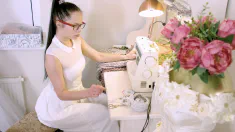 Thumbnail of Slutty Seamstress Juicy Leila Stretched Out In Sexy DP