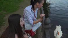 Thumbnail of Brunette Tempted Into Group Sex With Neighbor And His Wife