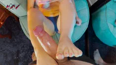 Thumbnail of POV Footjob And BJ To Huge Cock
