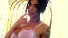 Thumbnail of Amber Marie Stripteases In Pink Lingerie