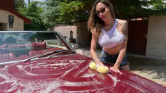 Thumbnail of Slutty Brunette Malena Nazionale Enjoys Mechanic's BBC In All Her Holes
