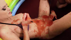 Thumbnail of Chloe Conrad And Leila Bee Masturbate In A Pool Of Strawberry Jelly