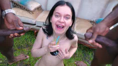 Thumbnail of First INTERRACIAL DVP & PEE! Skinny Slut Gets Fountains Of Pee & Double Vaginal Penetration From Black Cocks