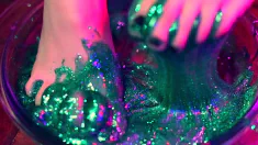 Thumbnail of Barefoot Stuck In Glue & Masturbation