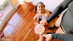 Thumbnail of Our Stepdaughter Drinks 2 Liters Of Pee With Her Girl's Paddle!!! Threesome, Submissive And Whore