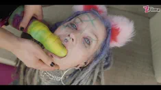 Thumbnail of TATTOOED Catplay Girl Double BLOWJOB - Femdom, Strap On Petplay BUTPLUG With Tail