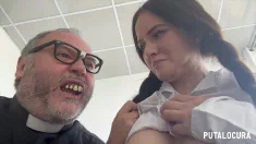 Thumbnail of Putalocura - Creampie Del Padre Damian A Mexicana En Cosplay De Colegiala