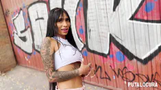 Thumbnail of Putalocura - La Sexy Tatuada Alejandra Rico Es Pillada Por La Calle Y Traga Semen De Torbe
