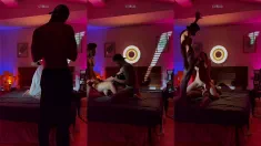 Thumbnail of REAL BACKSTAGE FULL ORAL AND INTERRACIAL THREESOME BLINDFOLDED HOT BRUNETTE