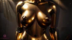 Thumbnail of Golden Sex Robot Gets Tested By A Big Black Cock And Receives Cum Inside - [AI Porn]