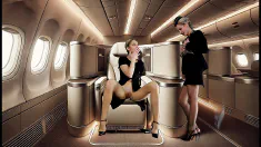Thumbnail of Pussy Masturbation With The Flight Attendant In 1St Class - Animation Clone