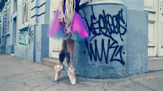 Thumbnail of Ballerina Wearing Ballet Shoes And Walking Down The Street