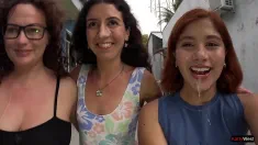 Thumbnail of Orgy With Three Girls And One Guy, Fucked Them In Turns And Cum On Their Faces - Public Cumwalk
