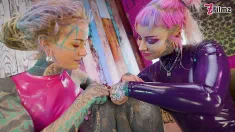 Thumbnail of Can She Take Two Fists - Sissy Getting Fisted By Two Chicks In LATEX