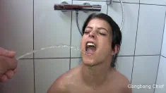 Thumbnail of Mouthful Piss Shower Bathroom Piss On Tits Body Pussy