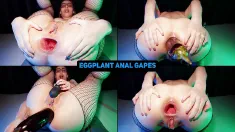 Thumbnail of EGGPLANT ANAL GAPES (Teen, Doggystyle, Fart, Close Up, Fishnet, Labia, Farts, Gape, Anal, Hardcore, Huge Toy, Vegetable, Destroyed Asshole, All Natural, Brunette, Gaping, Farting, Glasses, Orgasm)