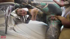Thumbnail of Fully Tattooed Girl Gets All Her Holes Pounded By A Huge Cock And Gets Cum In Her Anal Gape Double Penetration