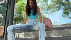 Thumbnail of Wetting Jeans On Public Bus Stop Desperation Pee