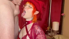 Thumbnail of RED WITCH BJ SOLO Teasecosplay Cute Girl Drools On Monster White Dick - Oliva Jarden