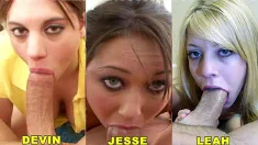 Thumbnail of Teen Deepthroaters Volume 24 - 3 Amazing 18 & 19 YO Deepthroat Blowjobs - Featuring Devin Rae, Jesse Jorden, Leah Luv