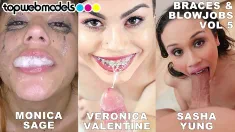 Thumbnail of Braces And Blowjobs Compilation - 3 Cuties With Braces Huge Cock POV Blowjob And Cum Swallows - Volume