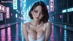 Thumbnail of Neon Goddess Of The Rain-Soaked Streets ~ AI-Generated