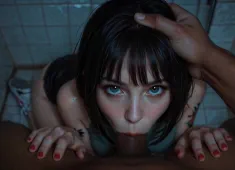 Thumbnail of Horny Babe Gives Sloppy Blowjob To BBC In Club Bathroom - [AI]