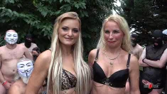 Thumbnail of Outdoor Creampie Gangbang Session With 2 Cumsluts