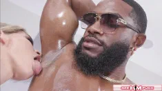Thumbnail of Massage Rams Graycee Hard In Rough Interracial Piledriver Sex!