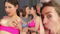 Thumbnail of Foursome, Overly Plump Lips, Thick Cock, Big Tits, Cum On Face, Female Orgasm