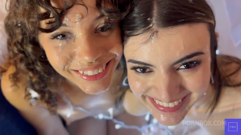 Nicole Luva and Julia James, covered in cum