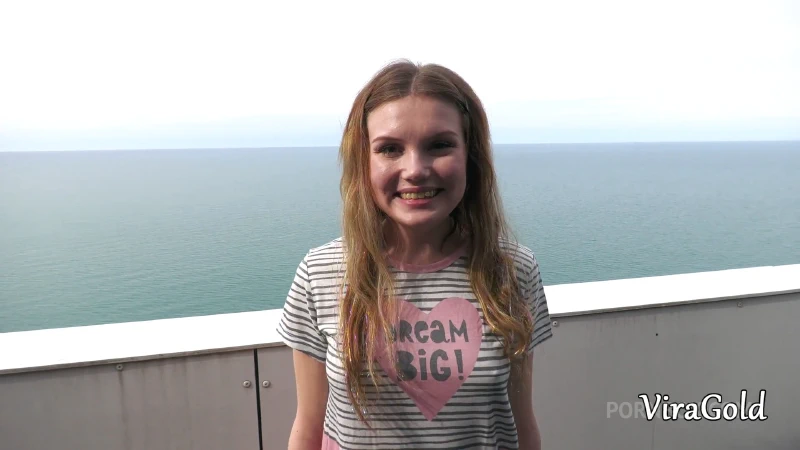 Milka on the ships balcony